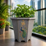 Heritage Floral Square Planter